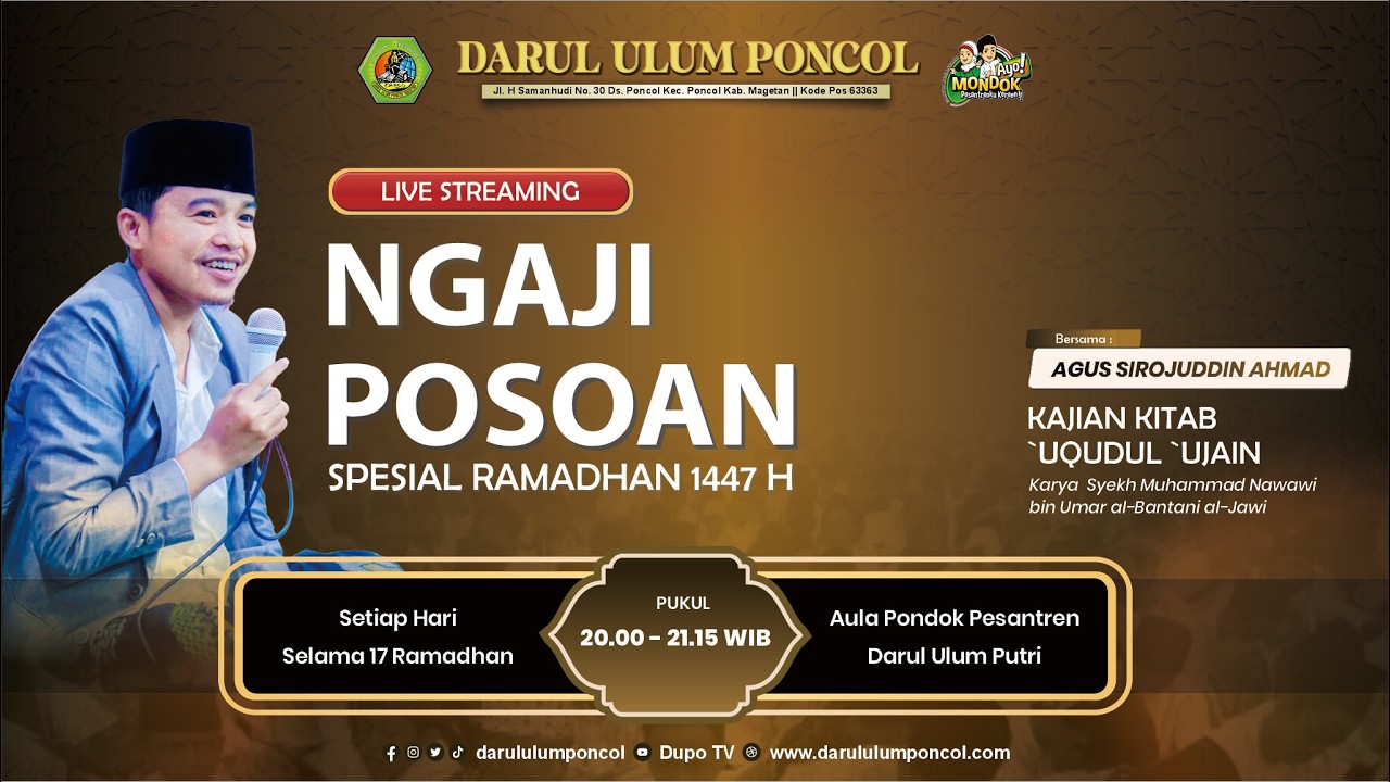 🔴 KAJIAN RAMADHAN KITAB UQUDUL UJAIN BERSAMA AGUS SIROJUDDIN AHMAD