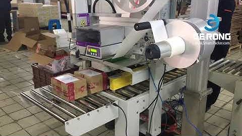 Shipping bill real time printing sticker box top labeling machine labeling video