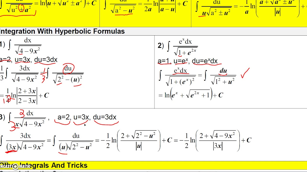 Calculus Problems Integrals 9 Inverse Hyperbolic