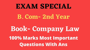 Company Law B.com 2nd Year Exam Most Important Questions And Answer in Hindi And English 2023-24