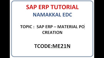 NEDC - SAP ERP - Material PO creation