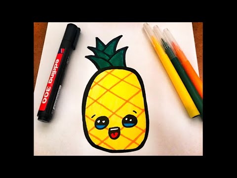 Çok Kolay Sevimli Ananas Çizimi / Çocuklar İçin Kolay Çizimler / Eğlence ve Sanat Platformu