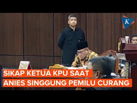 Ekspresi Ketua KPU Saat Anies Singgung Pemilu Tak Jujur dan Adil di Sidang MK