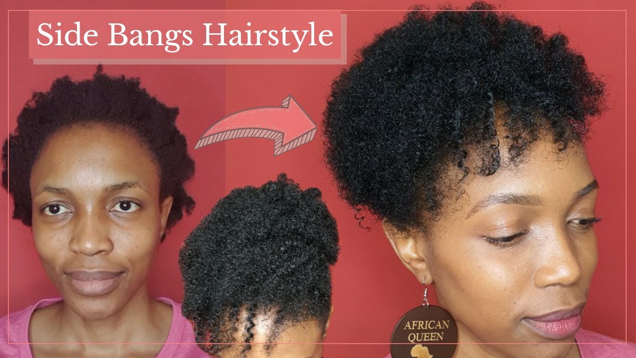 Side Bangs | Short 4c Natural Hair | Easy Daily Quick Hairstyle | How To Afro  Hair Clipin Extensions - YouTube
