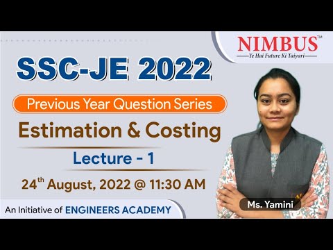 SSC-JE 2022 | Previous Year Question Series | Estimation & Costing | Civil Engineering | Lect.-1