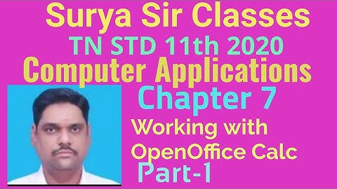 11 std Computer Applications chapter 7 Working with OpenOffice Calc part 1