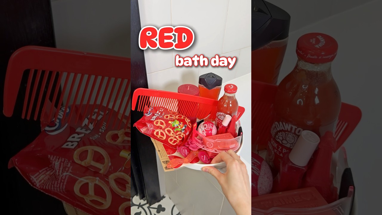 Relaxing ASMR red bath day ❤️ What&rsquo;s next? 🛁 #asmr #bathday