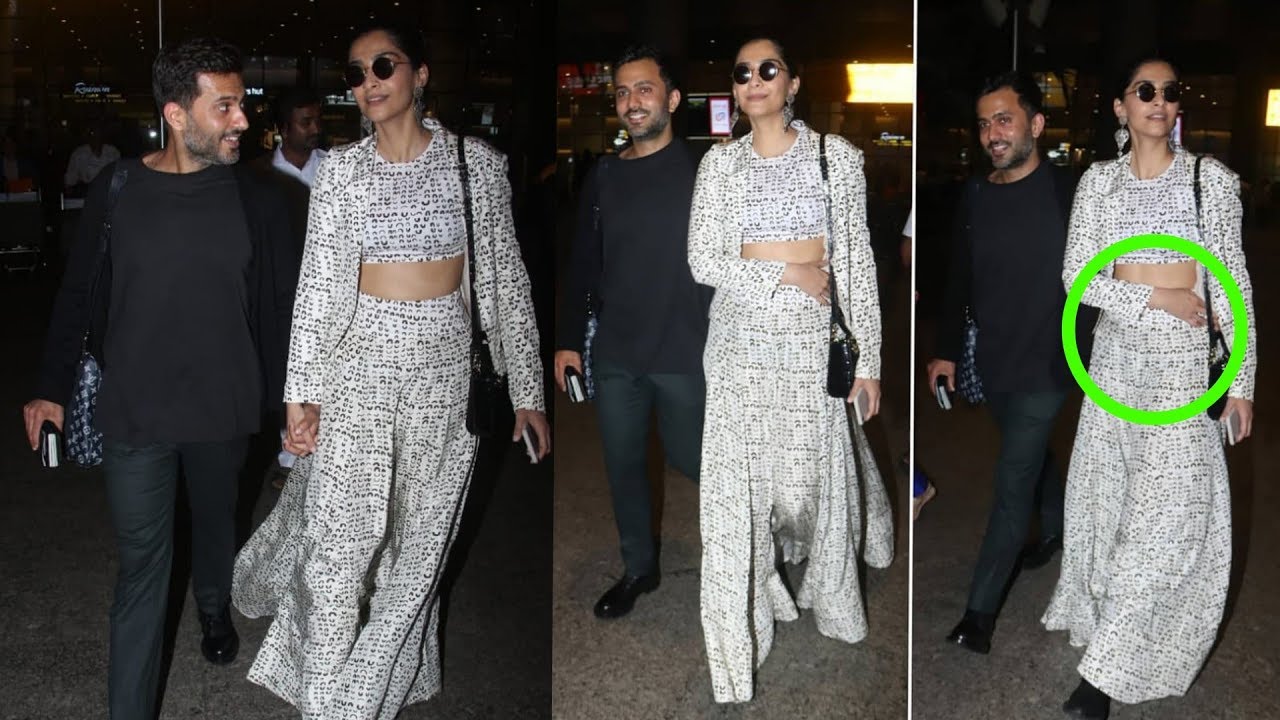 Pregnant Sonam Kapoor spotted Hiding her Baby Bump with Anand Ahuja 😍