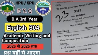 HPU/SPU B.A 3rd Year English ENG 304 Important Questions 2025
