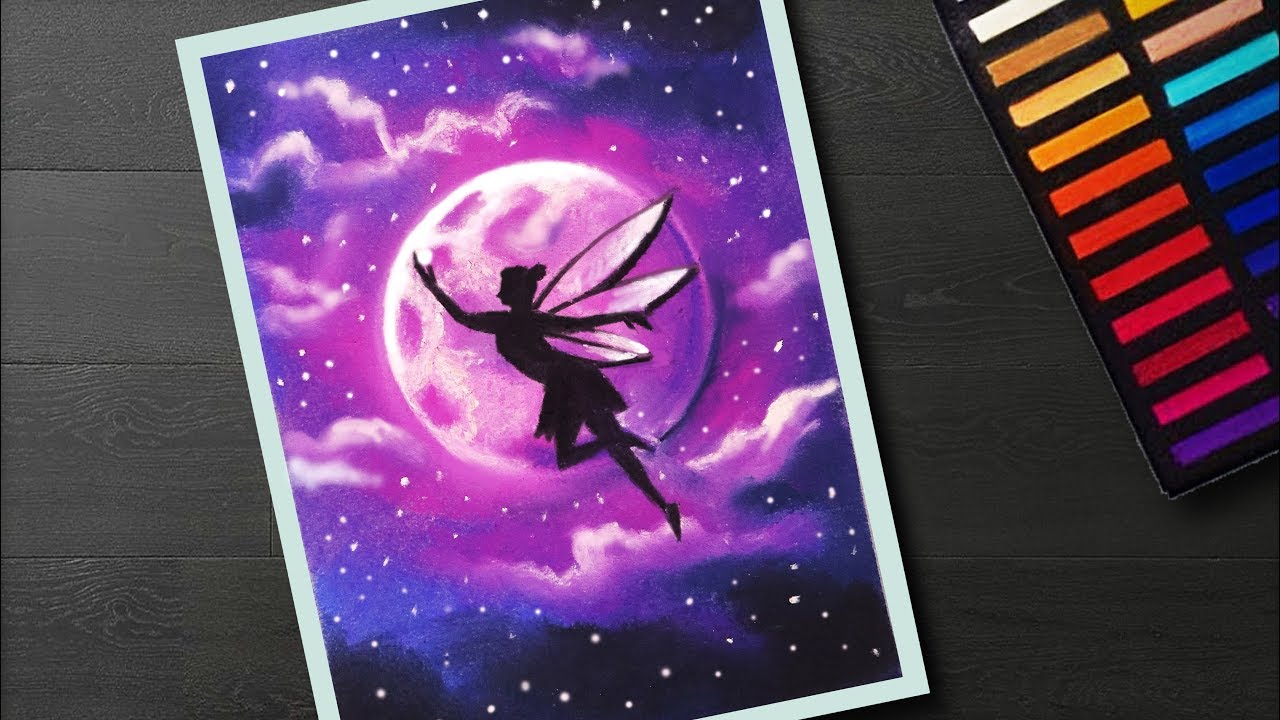  How to draw  Fairy Moonlight  landscape  drawing  with soft 