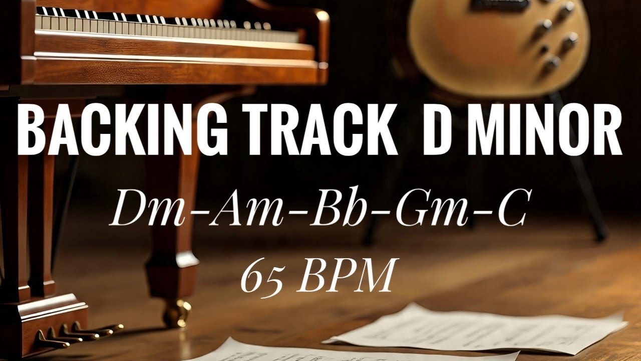 D minor backing track  | Slow Piano balland guitar backing track | 65 BPM