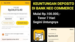 KEUNTUNGAN DEPOSITO DI BANK NEO COMMERCE, BUNGA NEO WOW INSTAN 7 HARI