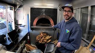 Starting the wood fired Mugnaini (Forni Valoriani) oven in the Sour Street Pizza food truck