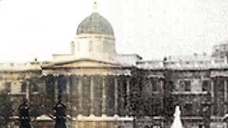 London's Trafalgar Square (1890) | Restoration | A shot of Trafalgar Square.
