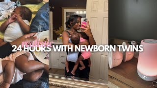 a REALISTIC 24 hours with newborn twins *first time mom*