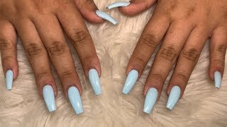 HOW TO :Beginner Friendly Coffin Acrylic Nails (From Start To Finish )