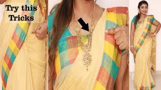 Try this weird trick to get perfect pleats |how to wear cotton saree easily and quickly in 5 minutes