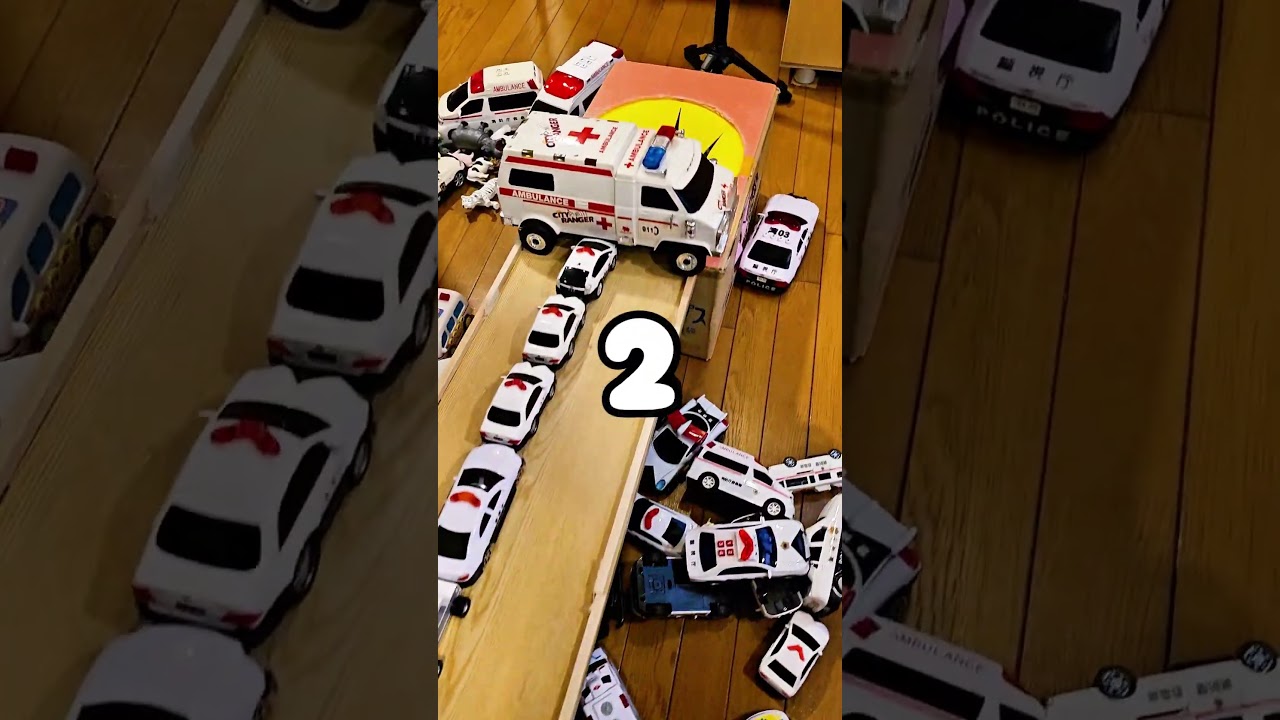 Police Cars Drive! Fall into a hole in a row #policecar #toys