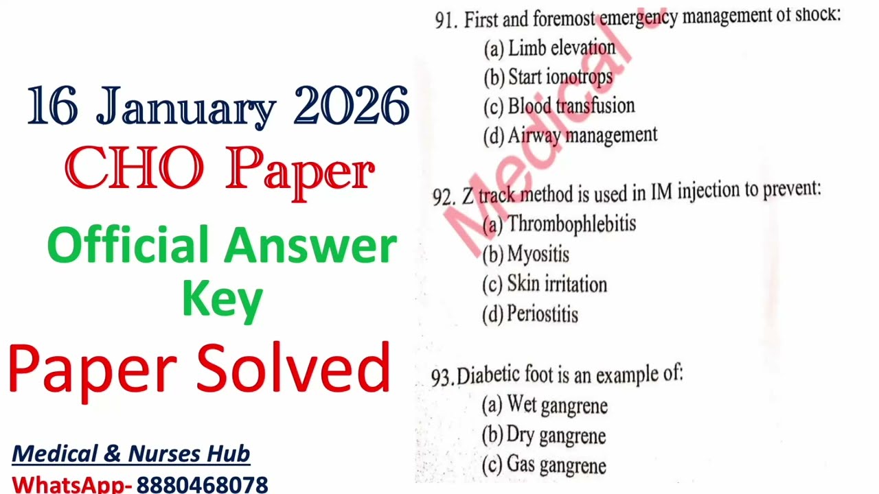 CHO MLHP Question Paper January 2026 