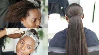 Transforming Her DAMAGED Relaxed Hair... Don't Relax Your Hair At Home | Protective Styling