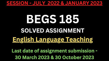BEGS 185 Solved Assignment 2022-23 | BEGS 185 Solved Assignment 2022-2023 | BEGS 185 Assignment PDF