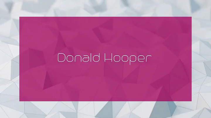 Donald Hooper - appearance