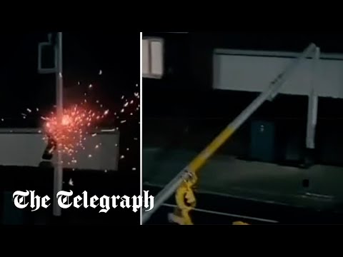 Moment masked men in yorkshire cut down a speed camera