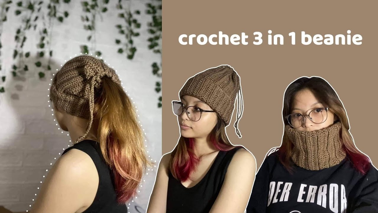 BEST SELLER!!! CROCHET 3 in 1 BEANIE (Bonnet/bun/cowl)