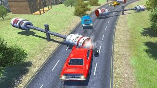 beamNG-DRIVE Car crash, bridge very dangerous moment in beamNG