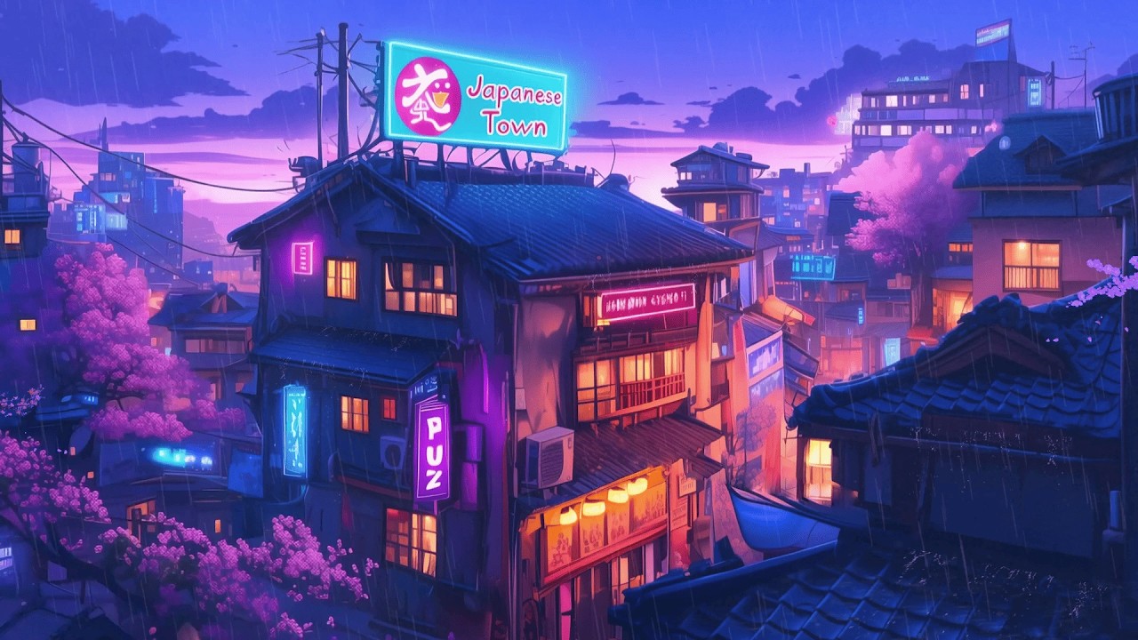 Night Rain Across Japan ☔ Lofi Hip Hop Beats | 80s & 1990 | The Japanese Town