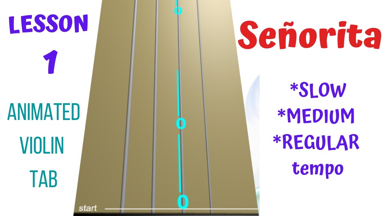 SEÑORITA 💃(SENORITA) Animated Violin TAB | LESSON 1/3 | Slow, Medium, Regular | Mendes & Cabello