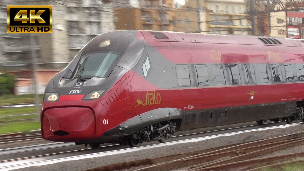 Trains in Roma Tiburtina station - High speed trains, Diagnostic trains, Freight trains, intercity