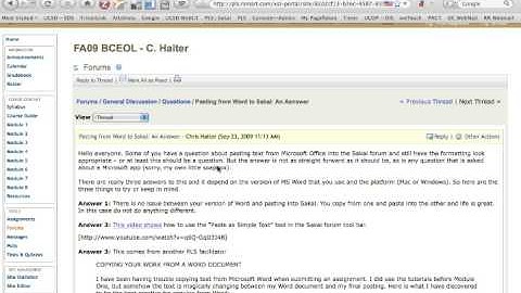 Sakai Tutorial: Editing a forum post