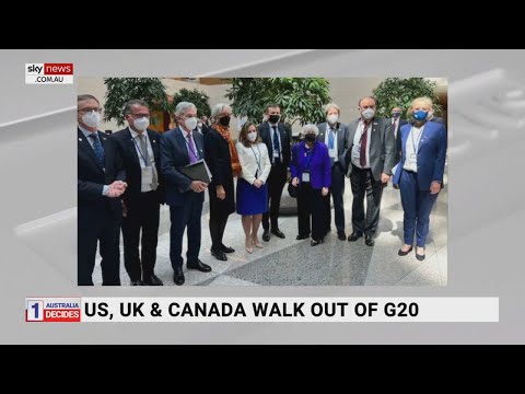 Officials walk out of G20 meeting in protest of Russia