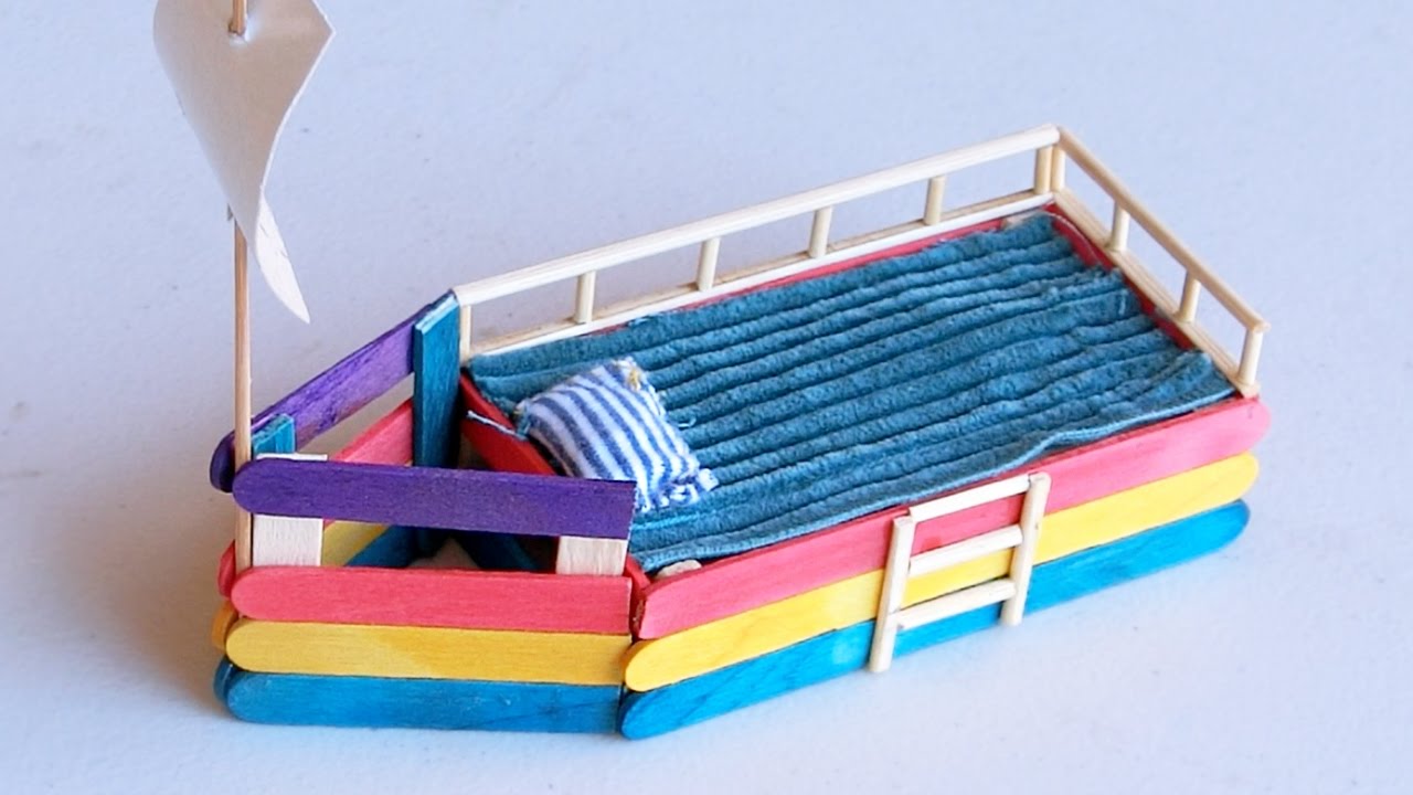 Popsicle stick Crafts - DIY Boat Bed - YouTube