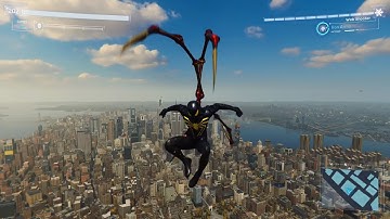 Spider-Man PS4 - Jumping Off Highest Building In Black Suit (All Weathers) END Game Suit