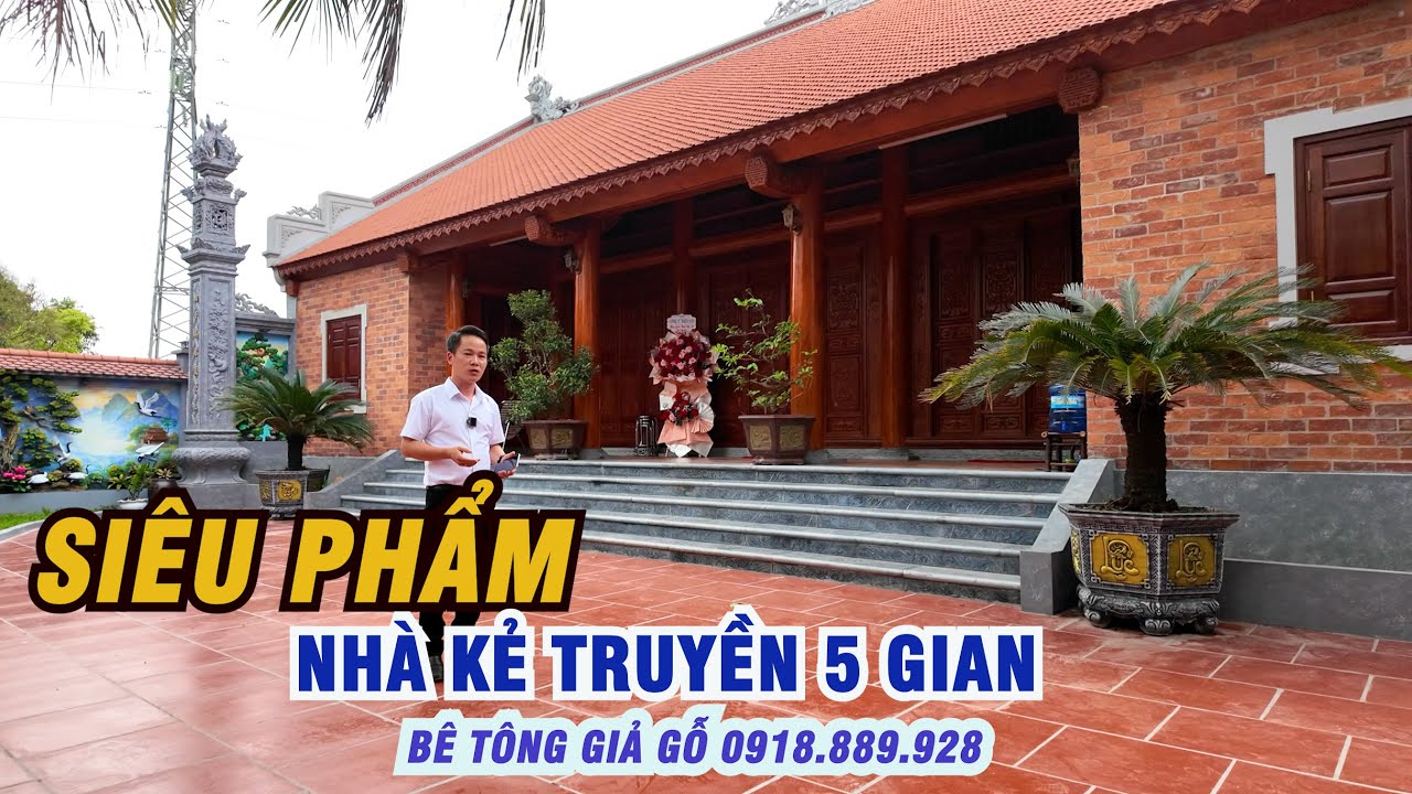 CỰC ĐẸP NGÔI NHÀ 5 GIAN BÊ TÔNG GIẢ GỖ TẠI BẮC NINH do thợ thi công TOP 1 MIỀN BẮC thực hiện)