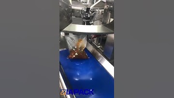 Automatic rotary type pre-made bag packaging machine for solid-liquid mixture product