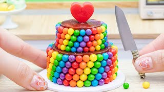 Rainbow Cake Using Chocolate Recipe 🌈 Beautiful Miniature Rainbow Cake Decorating