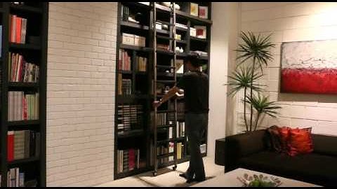 Library with sliding ladder