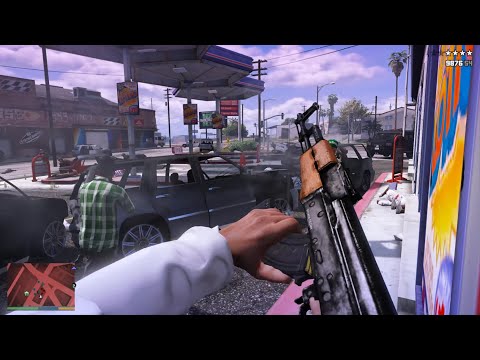 GTA 5 - Franklin & Grove Street vs Ballas (Store Shootout) + Ten Star Escape