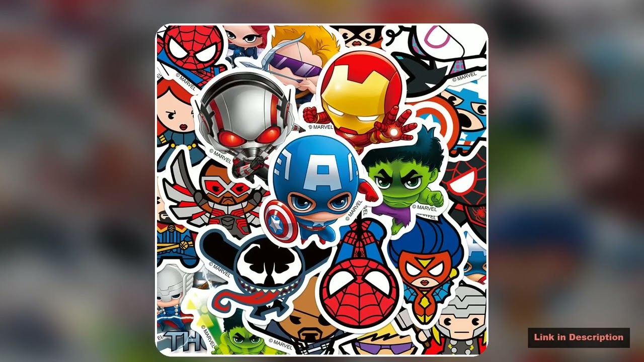 50PCS Marvel The Avengers Anime Cartoon Sticker DIY Motorcycle Helmet Skateboard Laptop Bike Car