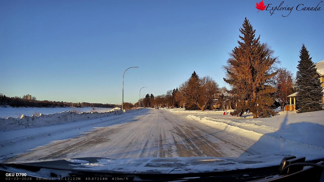 Winter Drive: A Beautiful Day but Extremely Slippery on Winnipeg’s South Side - 4K