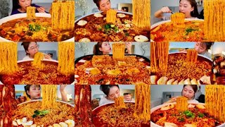 SPICY SOUP NOODLES MUKBANG COMPILATION 💯 BIG BITES SATISFYING SOUP NOODLES EATING SHOW ASMR