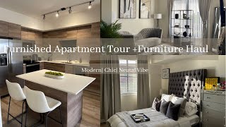 FULLY FURNISHED APARTMENT TOUR & FURNITURE HAUL | Neutral + Modern + Glam aesthetics