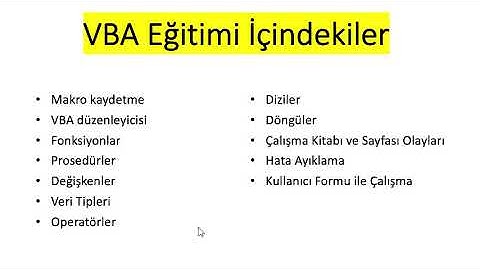 VBA Eğitimi 2 - Temel Prosedür ve Fonksiyon Prosedürü Oluşturma