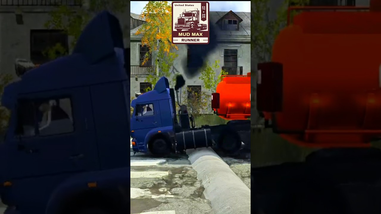 SPINTIRES MUDRUNNER, New Maps Eps 26. OIL TRUCK Tows Another TANKER TRUCK over SPEED BUMPS