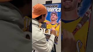 Celebrity Dylan Crews signs LSU cover at Baseball America Prospect Pad Profile