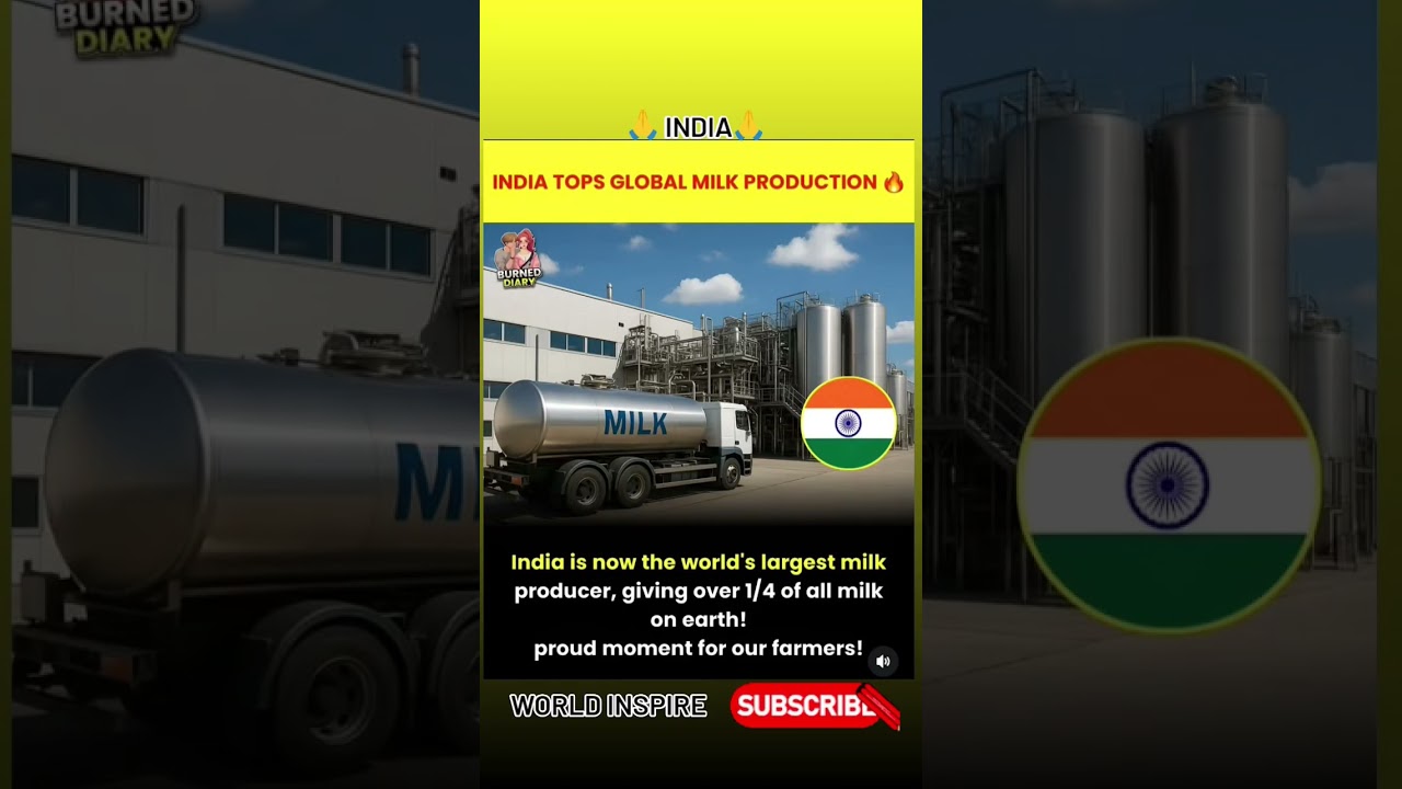 India Tops Global Milk ProductionWorld’s Largest Milk Producer2025Proud Moment for 🇮🇳 India powerful