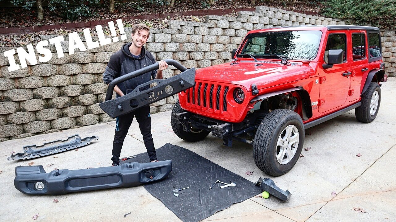 How To Install a JL Jeep Wrangler Front Bumper! - YouTube